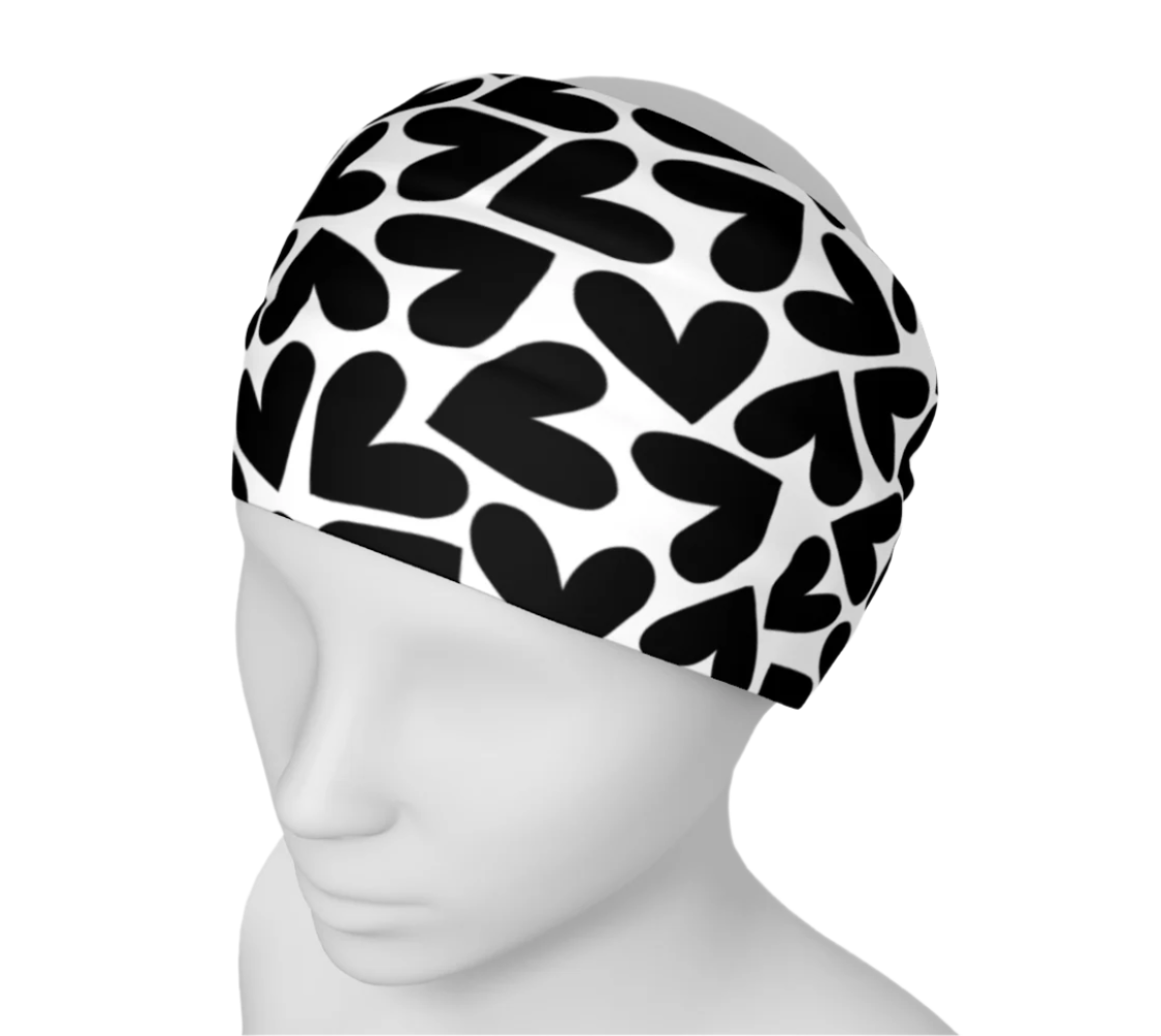 wide headband black and white hearts