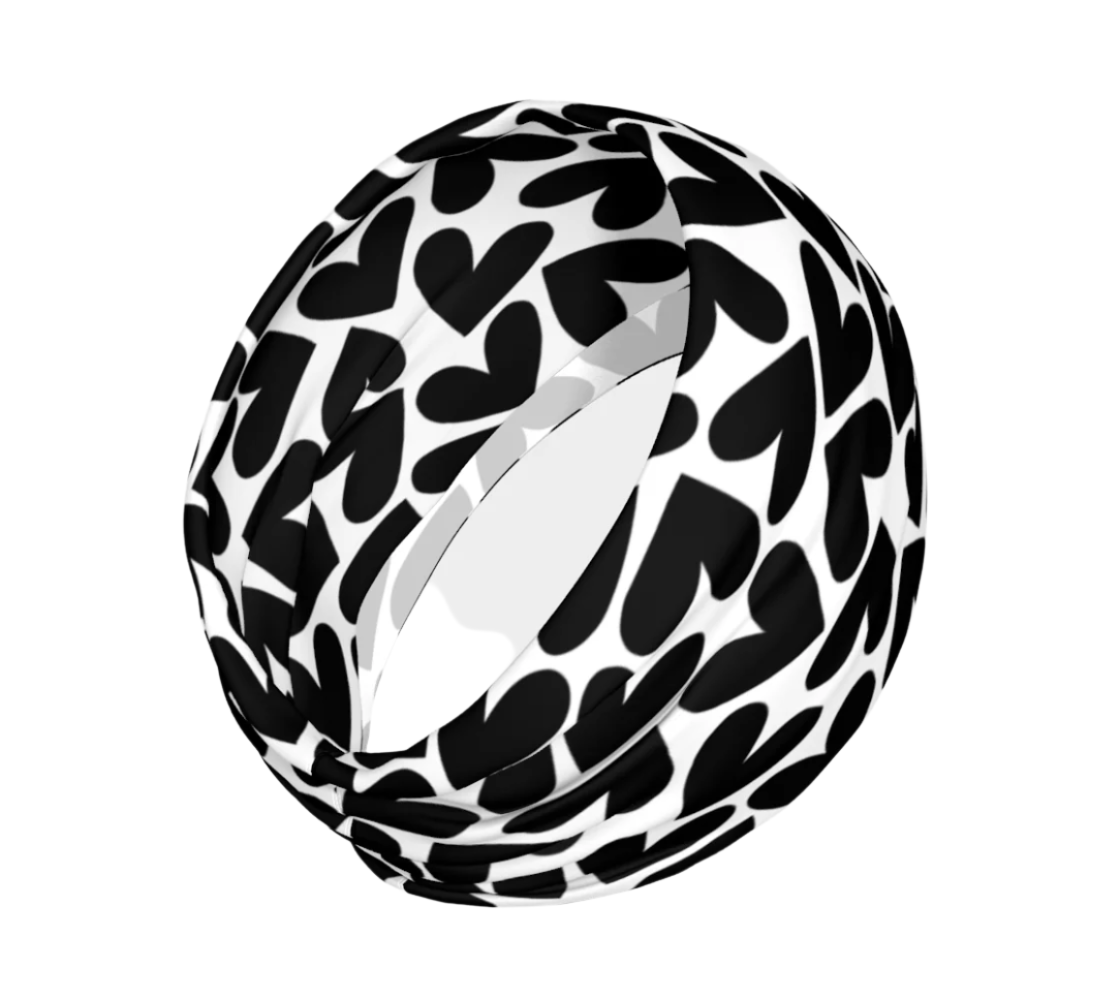 wide headband black and white hearts