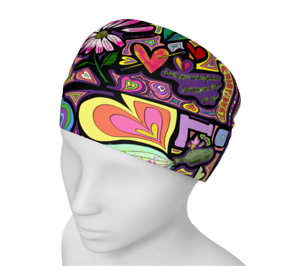 wide headband colorful print black