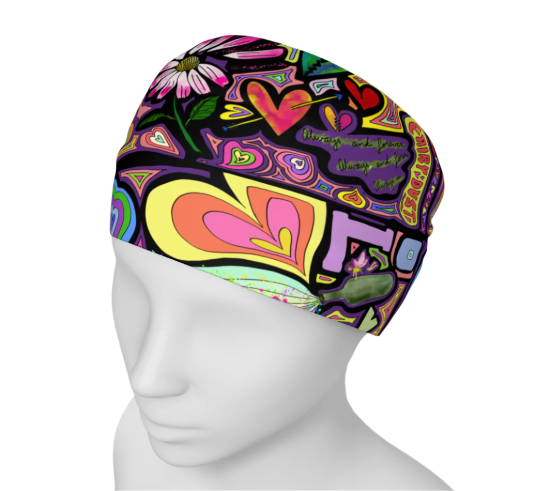 wide headband colorful print black