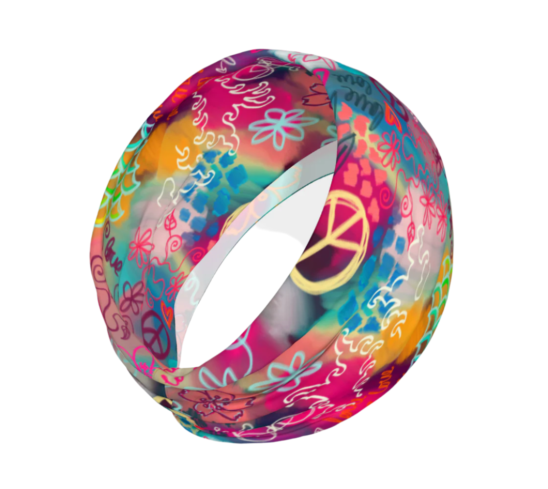 wide headband colorful print japanese waves and sakura 2