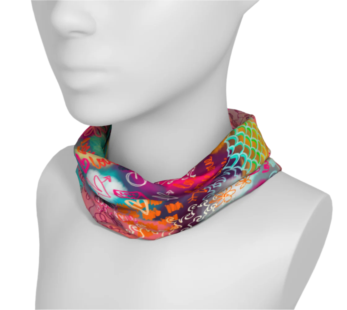 wide headband colorful print japanese waves and sakura 3