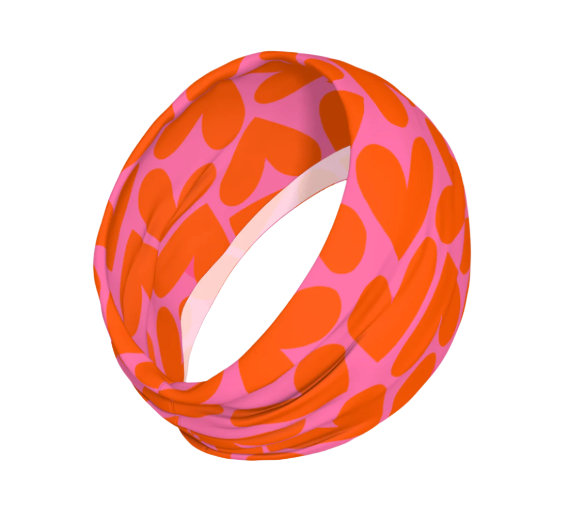 wide headband colorful print orange and pink